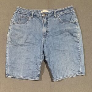 Riders by Lee Mid Rise Bermuda Jean Shorts Women's Size‎ 16 Blue Denim Stretch